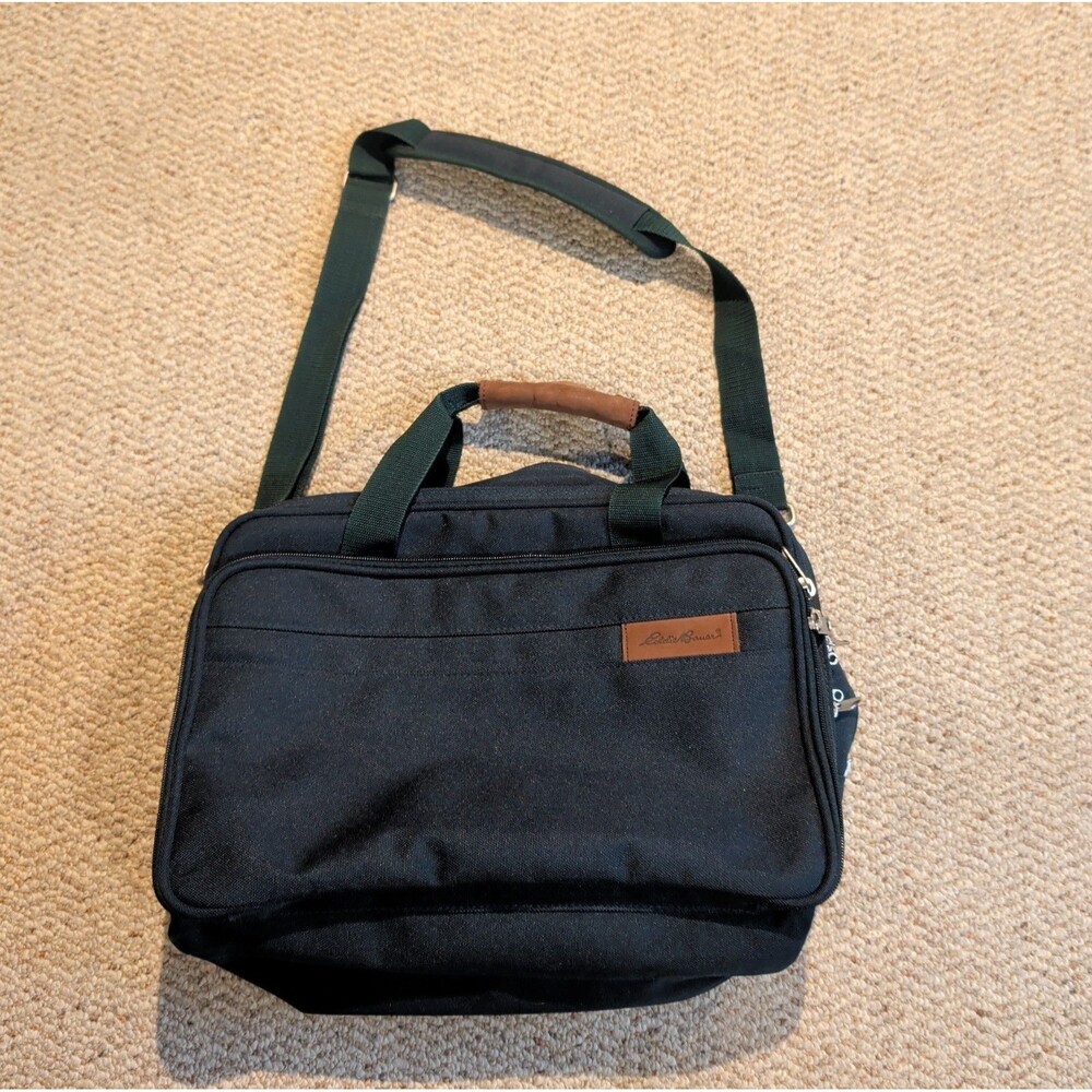 Eddie Bauer Messenger Bag Green Travel Work Commute Laptop Pockets